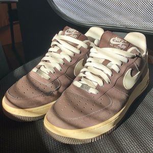 Nike Air Force Ones Brown and Off White Color Way